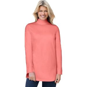 Woman Within Plus Size Perfect Mockneck Tunic(Sweet Coral)