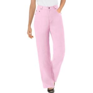 Woman Within Plus Size Perfect Relaxed All-Cotton Denim Five-Pocket Jeans(Pink)