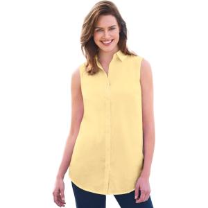 Woman Within Plus Size Perfect Sleeveless Shirt(Banana)