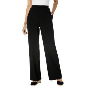 Woman Within Plus Size Pull-On Elastic Waist Soft Pants(Black)