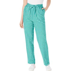 Woman Within Plus Size Seersucker Pull-On Elastic-Waist Pants(Waterfall Gingham)