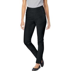 Woman Within Plus Size Slim-Leg Pull-On Gap-Free Stretch-Denim Jeans(Black)