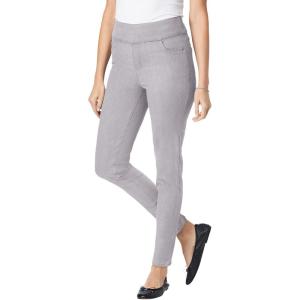 Woman Within Plus Size Slim-Leg Pull-On Gap-Free Stretch-Denim Jeans(Grey Denim)
