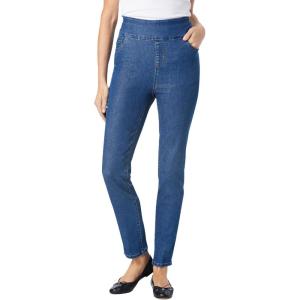 Woman Within Plus Size Slim-Leg Pull-On Gap-Free Stretch-Denim Jeans(Medium Stonewash)