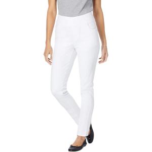 Woman Within Plus Size Slim-Leg Pull-On Gap-Free Stretch-Denim Jeans(White)