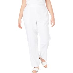 Woman Within Plus Size Straight Leg Linen Pant(White)