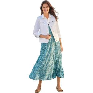 Woman Within Plus Size Stretch Denim Jacket Cropped Jean Jacket(White)