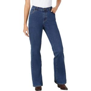 Woman Within Plus Size Stretch Denim Wide-Leg Five-Pocket Jeans(Midnight Sanded)