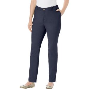 Woman Within Plus Size Tall Adjustable Waist Straight-Leg Chino(Navy)