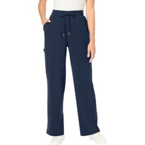 Woman Within Plus Size Tall Knit Pull-On Drawstring Cargo Pants(Navy)