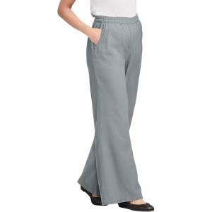 Woman Within Plus Size Tall Perfect Elastic-Waist Wide-Leg All-Cotton Pull-On Denim Jeans(Gunmetal)