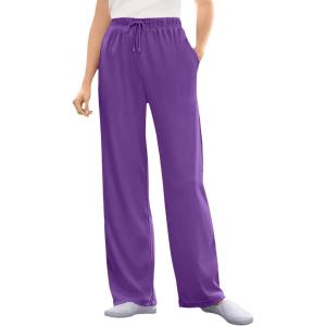 Woman Within Plus Size Tall Sport Knit Straight-Leg Pull-On Pants(Purple Orchid)