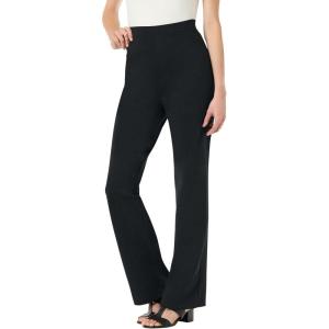 Woman Within Plus Size Tall Stretch Ponte Knit Pull-On Bootcut Pants(Pocket Black)