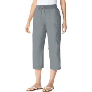 Woman Within Women’s Convertible Length Cargo Capri/Bermuda Pants(Gunmetal)