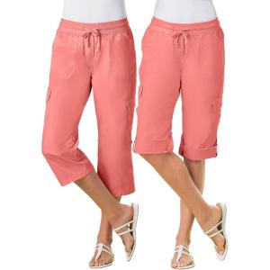 Woman Within Women’s Convertible Length Cargo Capri/Bermuda Pants(Sweet Coral)