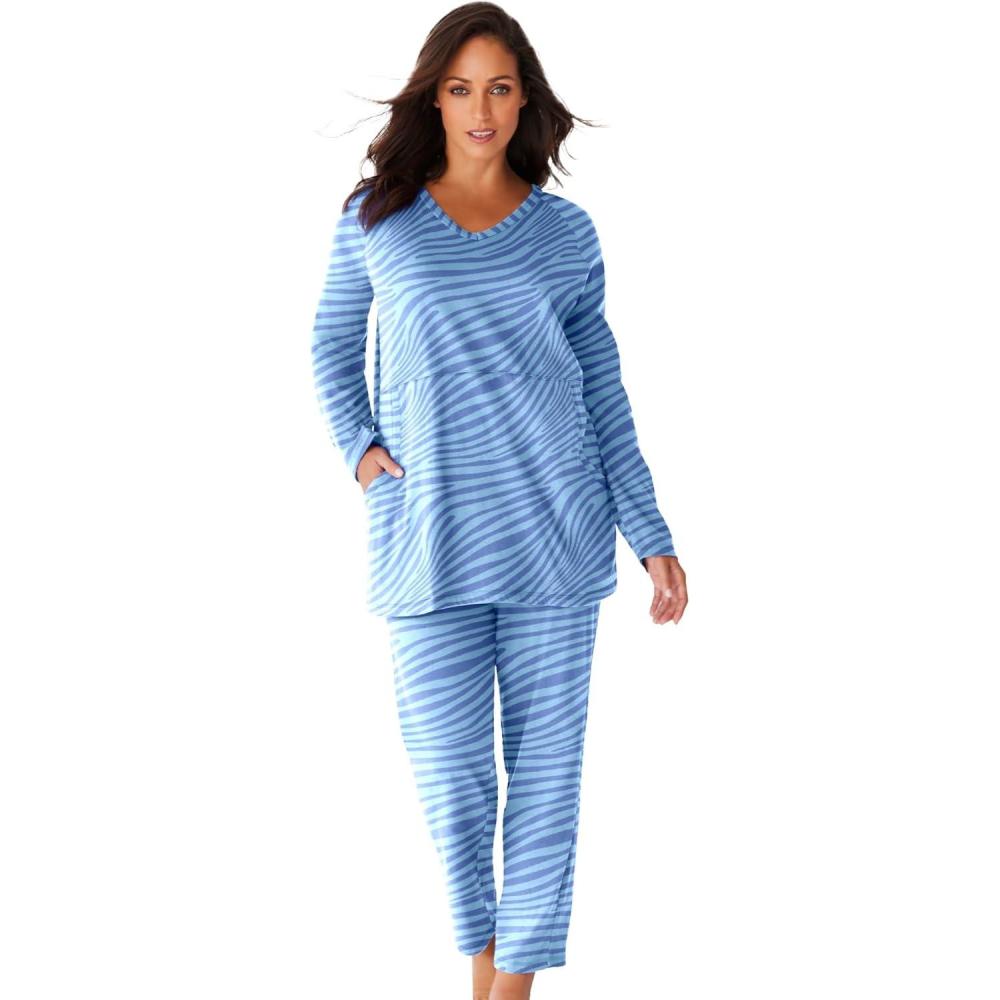image:imageDreams amp Co Plus Size Petite 2Piece Lounge SetFrench Blue Zebra