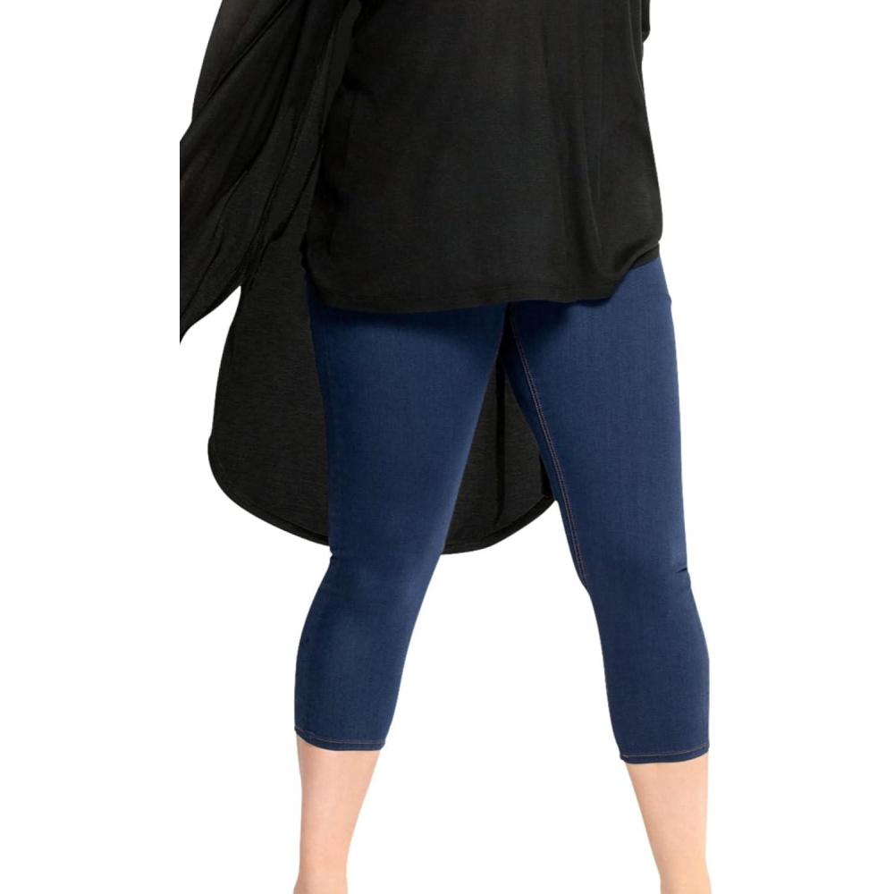 image:imageEllos Plus Size MidRise Stretch Capri JeggingIndigo