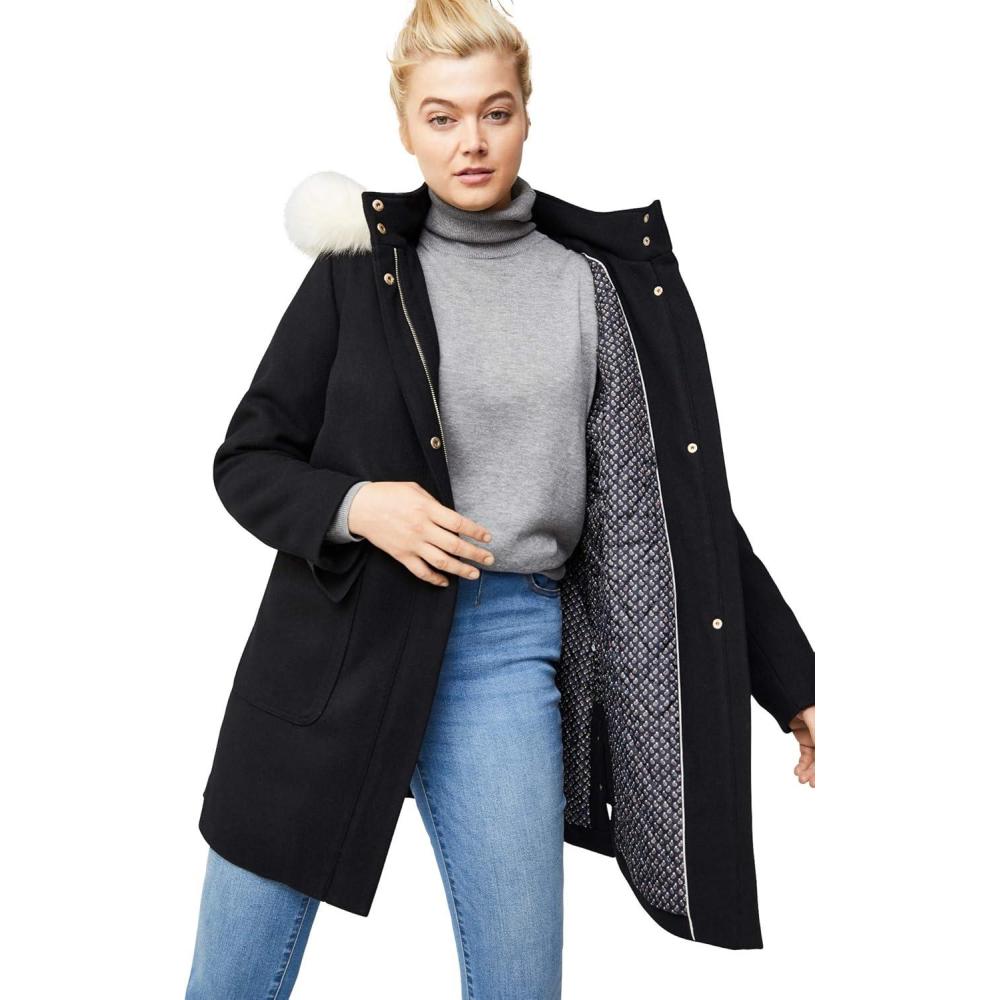 image:imageEllos Plus Size SideSnap Wool ParkaBlack