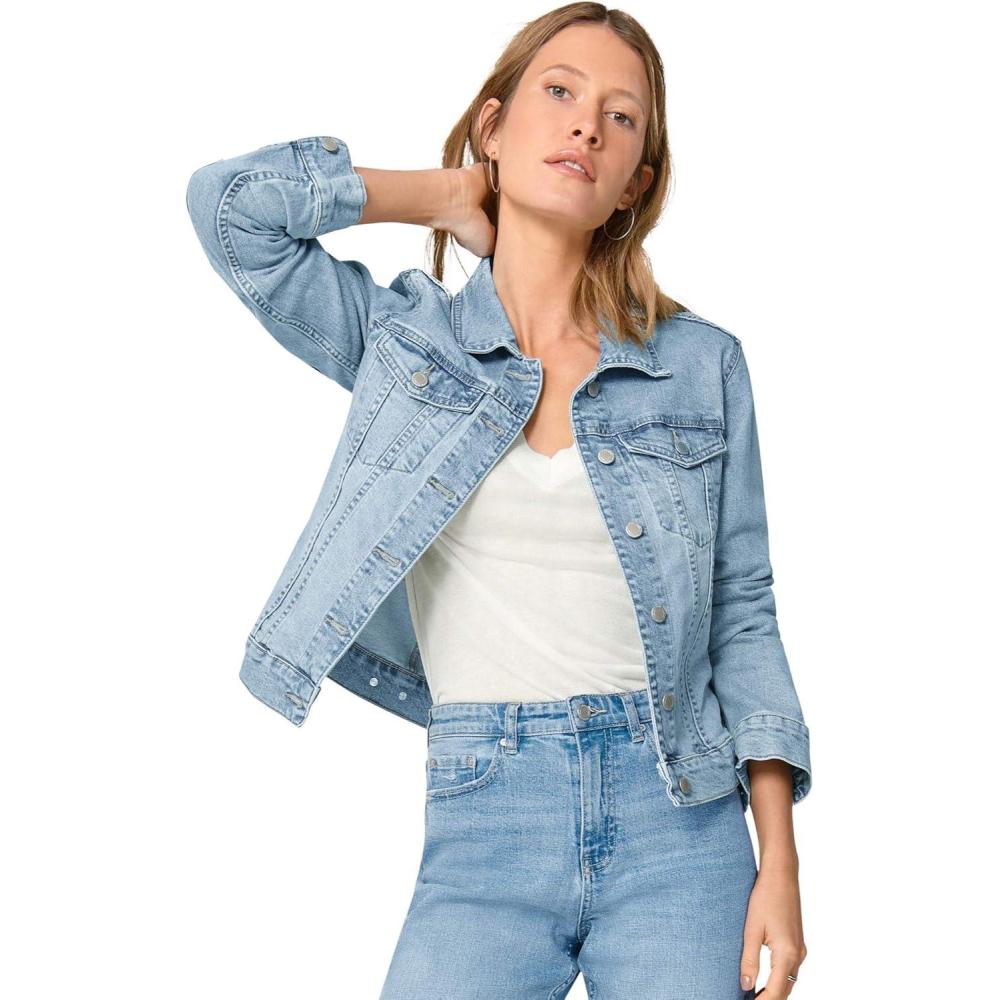image:imageEllos Womens Plus Size Classic Denim Jacket Oversized Jean JacketLight Blue Stonewash