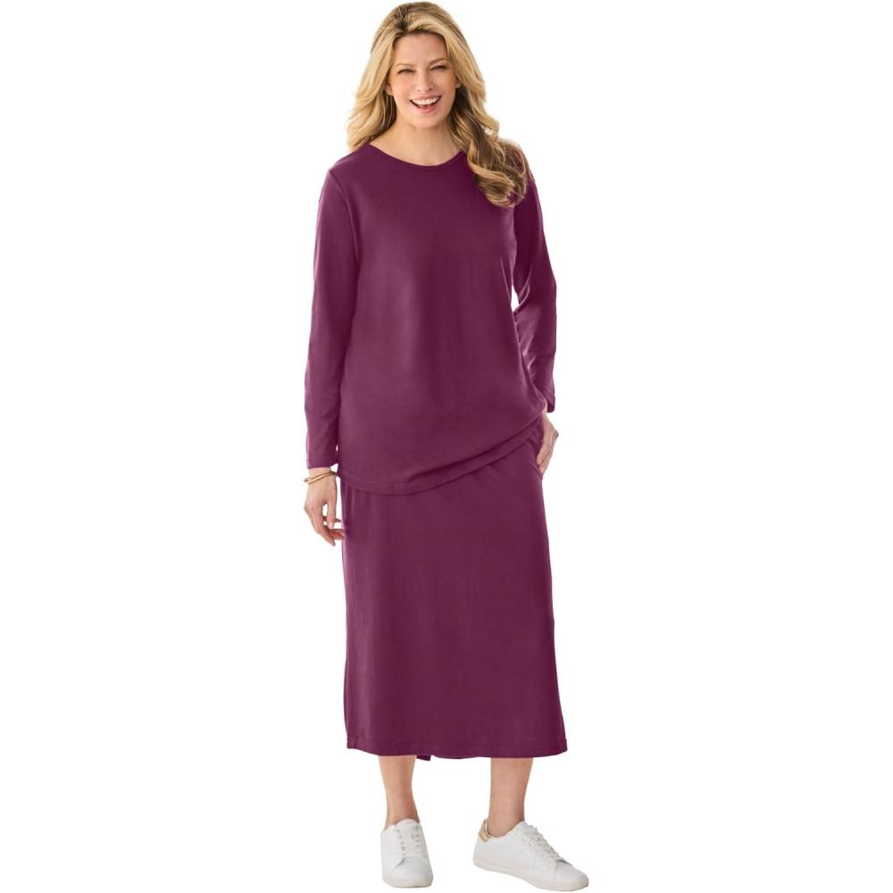 image:imageWoman Within Plus Size 2Piece Skirt SetDeep Claret