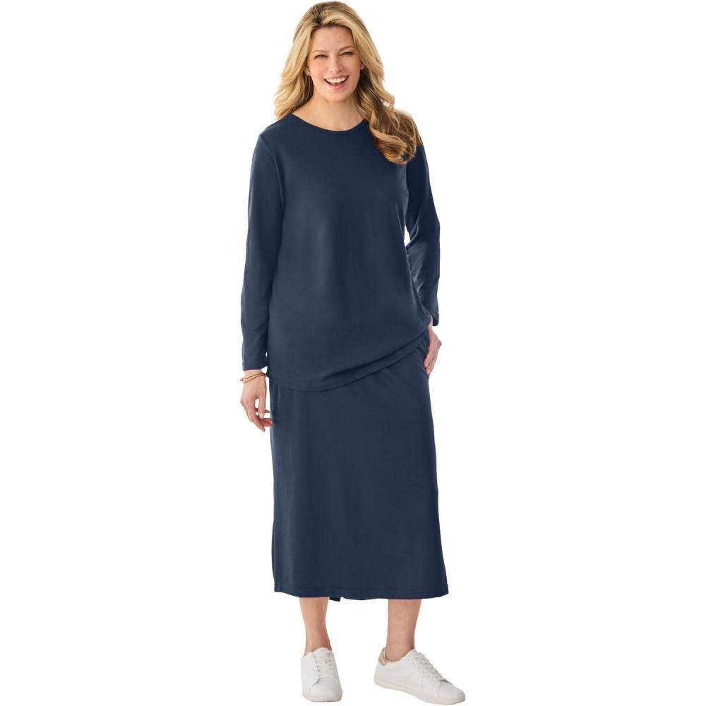 image:imageWoman Within Plus Size 2Piece Skirt SetNavy
