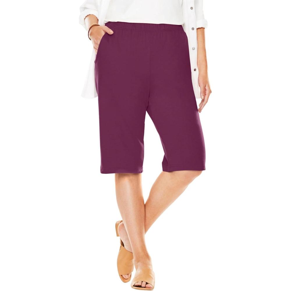 image:imageWoman Within Plus Size 7Day Knit Bermuda ShortsDeep Claret
