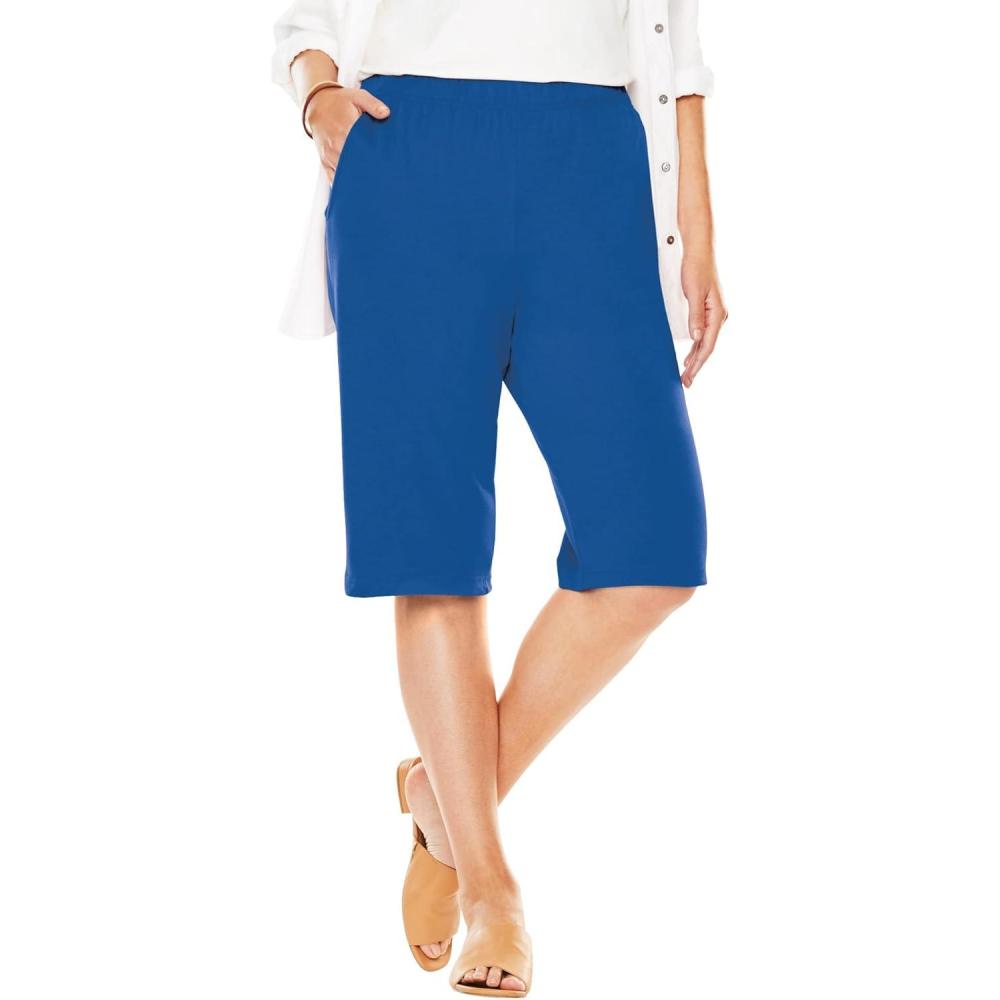 image:imageWoman Within Plus Size 7Day Knit Bermuda ShortsDeep Cobalt