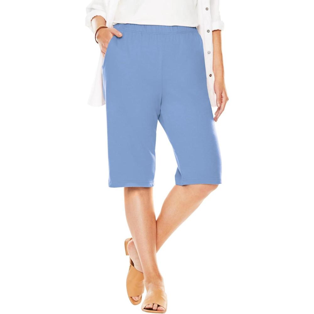 image:imageWoman Within Plus Size 7Day Knit Bermuda ShortsFrench Blue