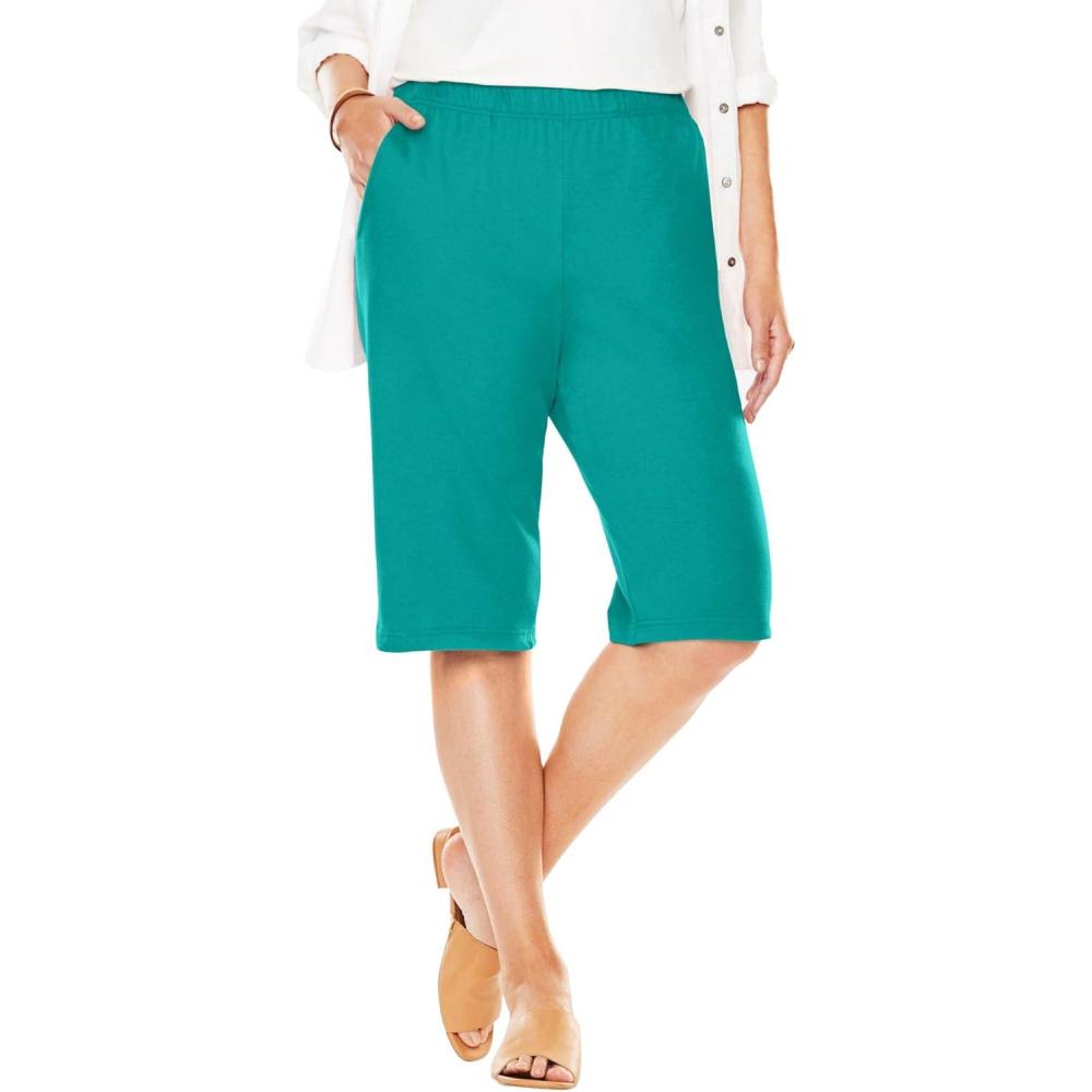 image:imageWoman Within Plus Size 7Day Knit Bermuda ShortsWaterfall