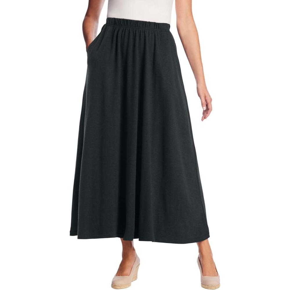 image:imageWoman Within Plus Size 7Day Maxi SkirtHeather Charcoal