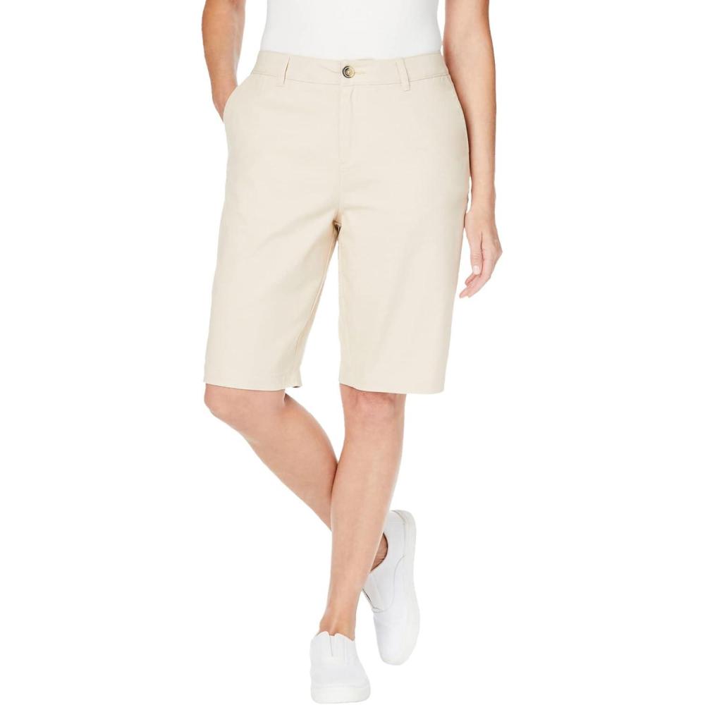 image:imageWoman Within Plus Size Adjustable Waist Chino ShortNatural Khaki