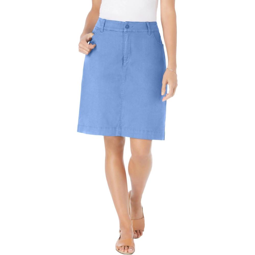 image:imageWoman Within Plus Size Adjustable Waist Chino SkortFrench Blue