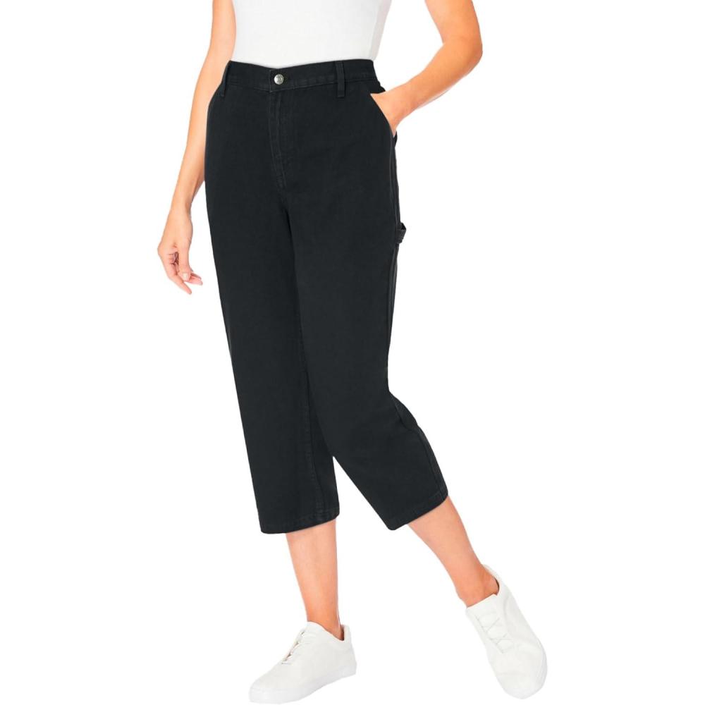 image:imageWoman Within Plus Size Carpenter Denim CapriBlack