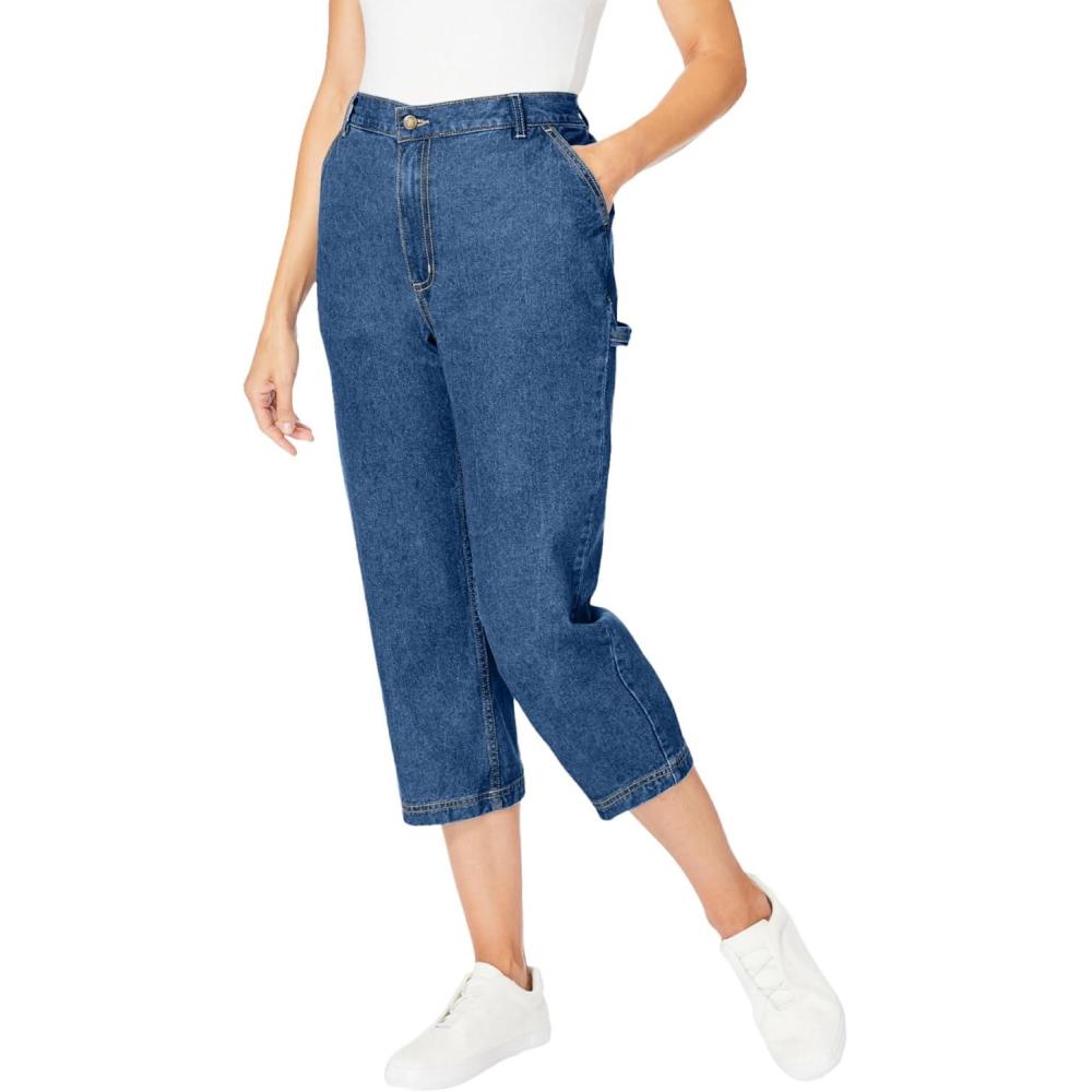 image:imageWoman Within Plus Size Carpenter Denim CapriMedium Stonewash