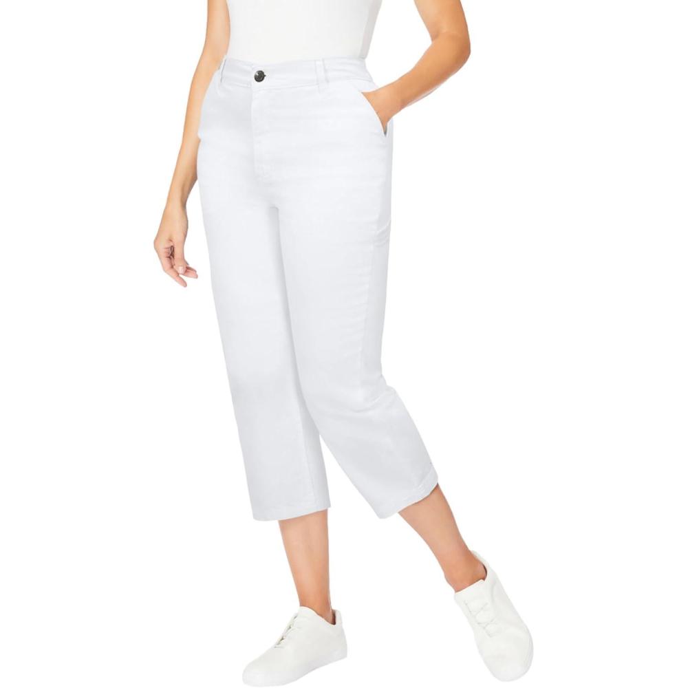 image:imageWoman Within Plus Size Carpenter Denim CapriWhite