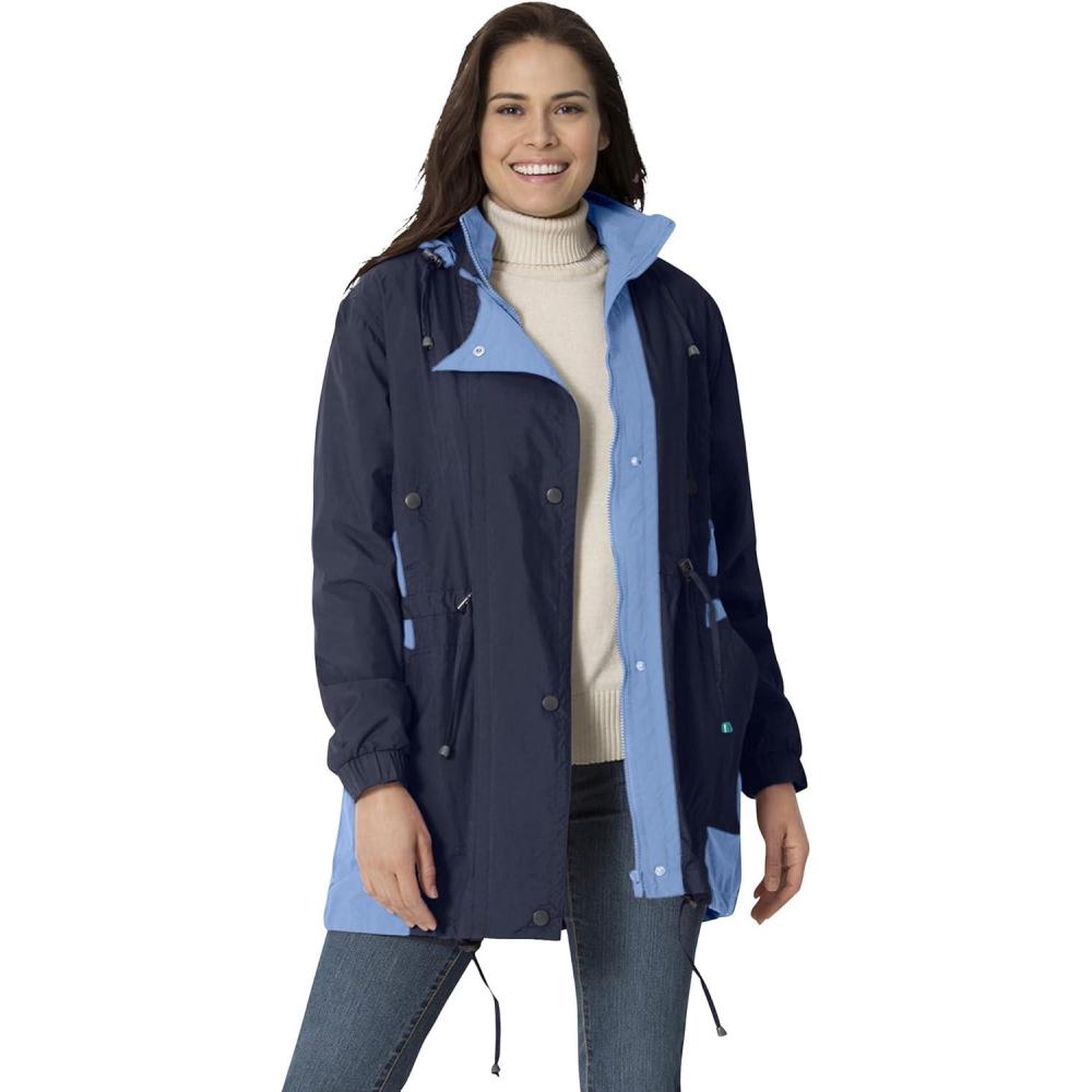 image:imageWoman Within Plus Size Colorblocked Taslon AnorakNavy French Blue