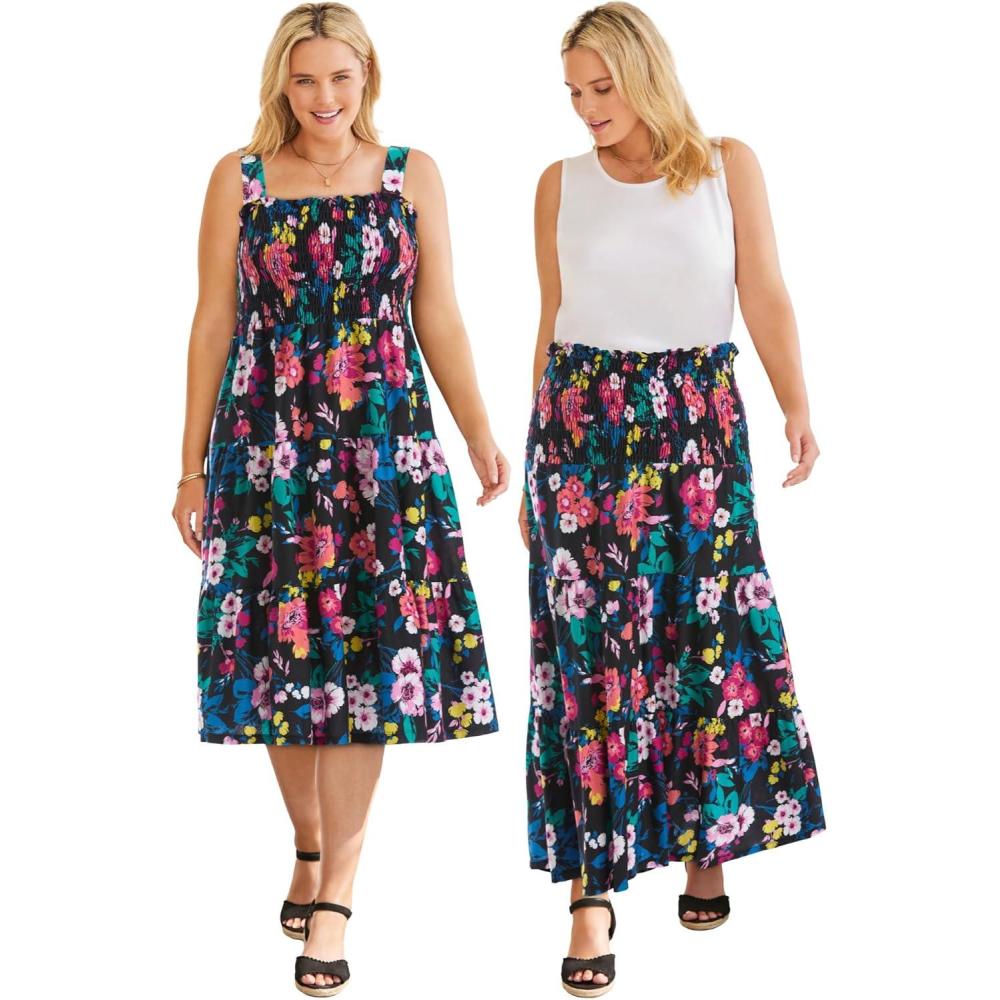 image:imageWoman Within Plus Size Convertible Dress to SkirtBlack Multi Floral