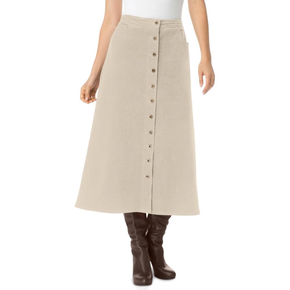 image:imageWoman Within Plus Size Corduroy SkirtNatural Khaki