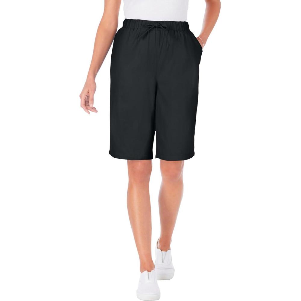image:imageWoman Within Plus Size Drawstring Denim ShortBlack