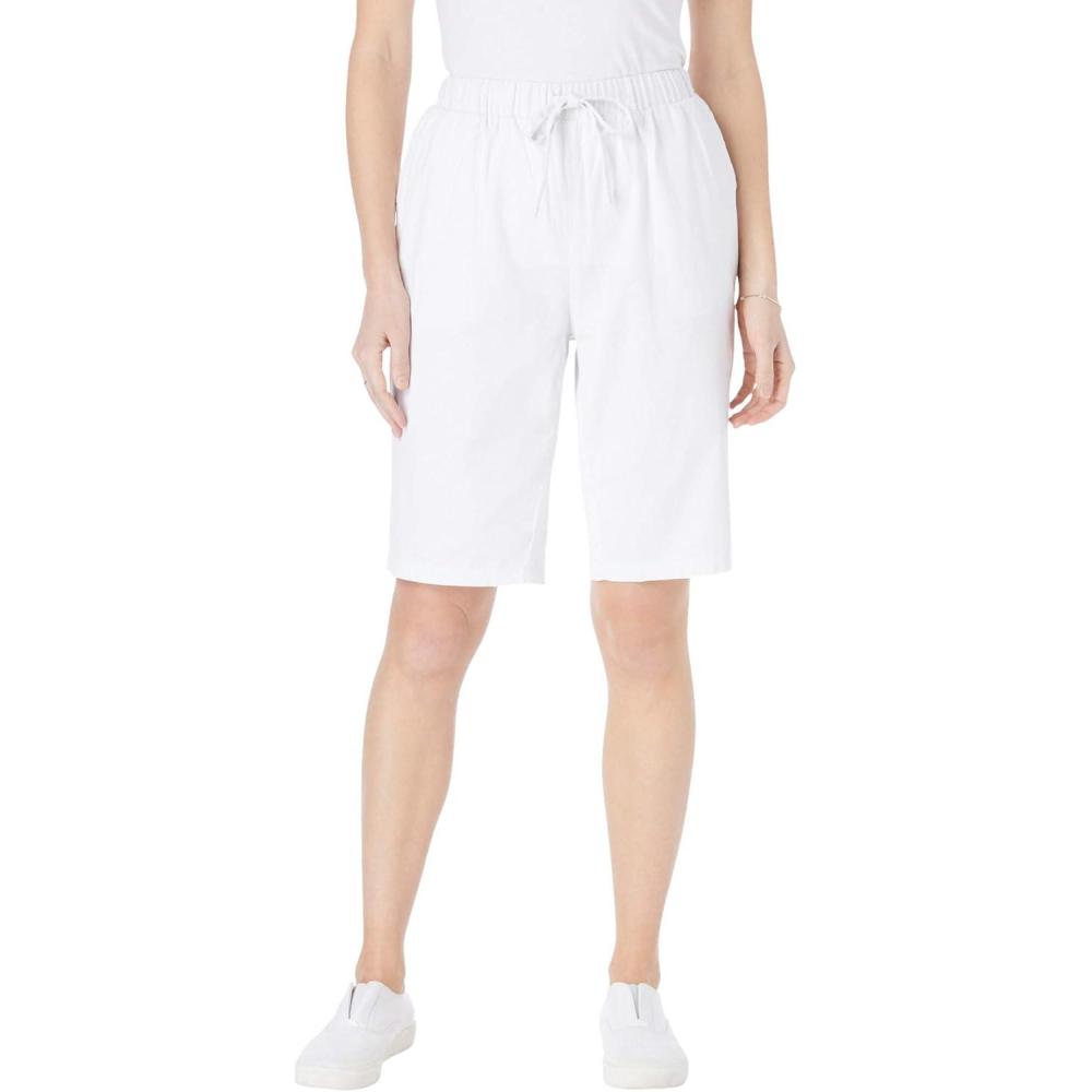 image:imageWoman Within Plus Size Drawstring Denim ShortWhite