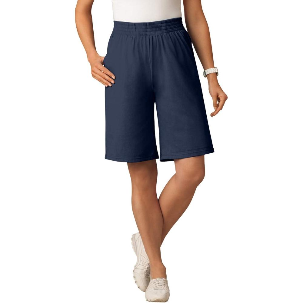 image:imageWoman Within Plus Size ElasticWaist Knit ShortNavy