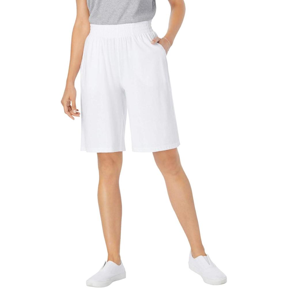 image:imageWoman Within Plus Size ElasticWaist Knit ShortWhite