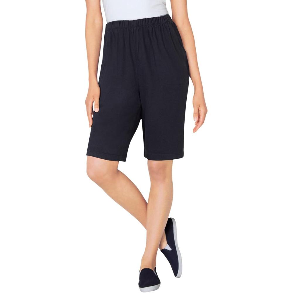 image:imageWoman Within Plus Size Fineline Denim ShortBlack
