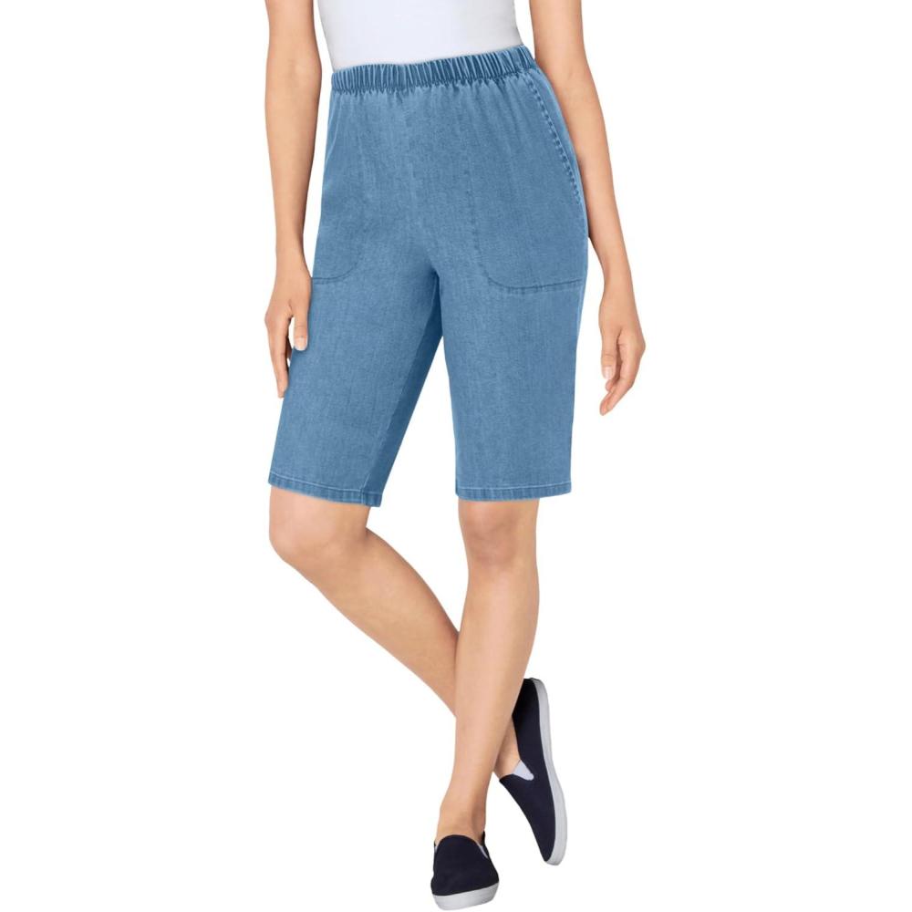 image:imageWoman Within Plus Size Fineline Denim ShortLight Stonewash