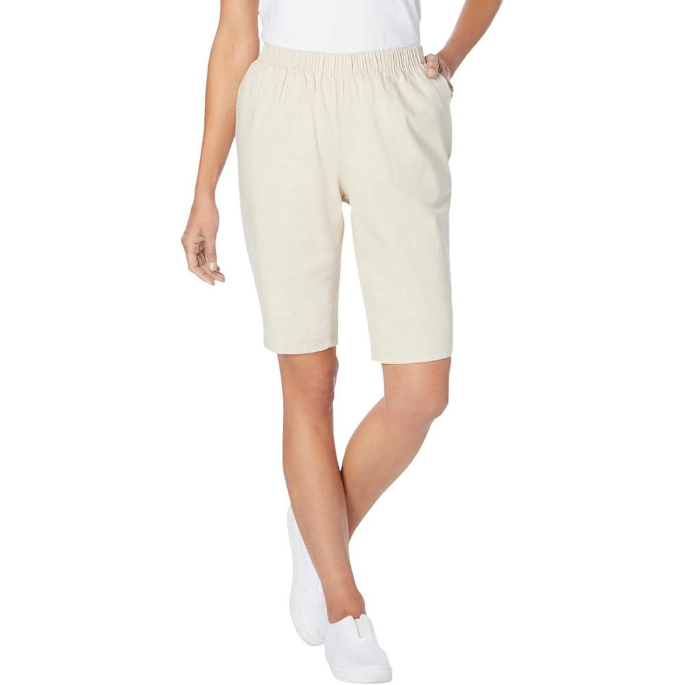 image:imageWoman Within Plus Size Fineline Denim ShortNatural Khaki