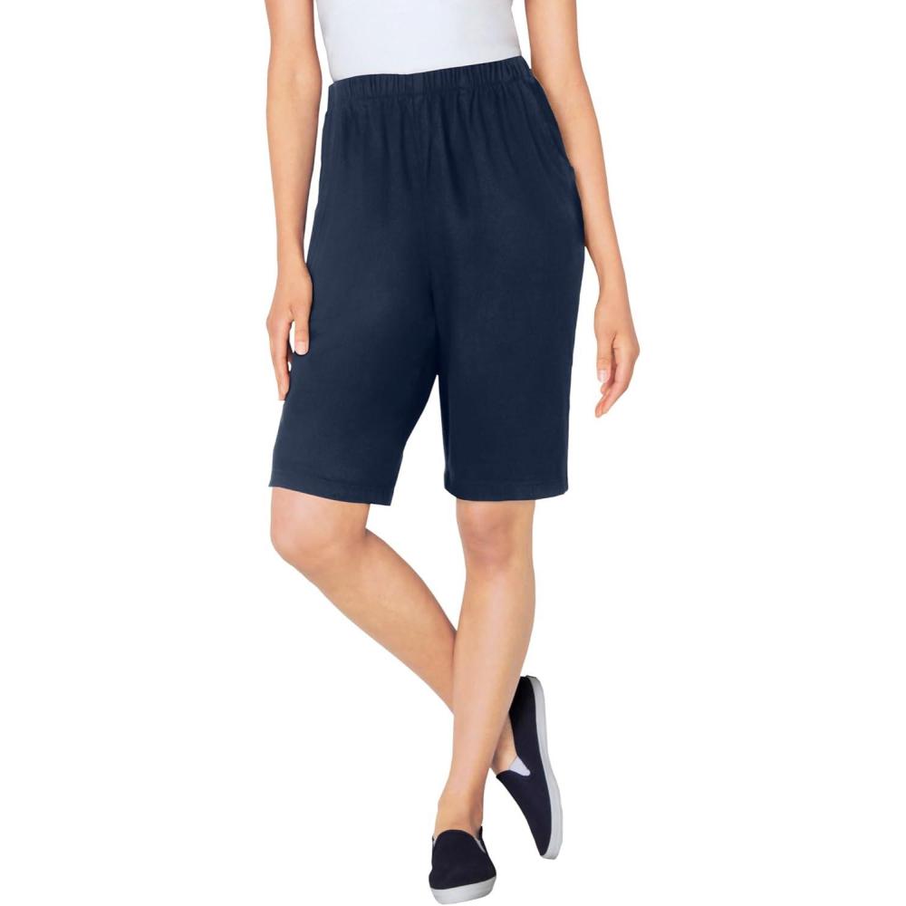 image:imageWoman Within Plus Size Fineline Denim ShortNavy
