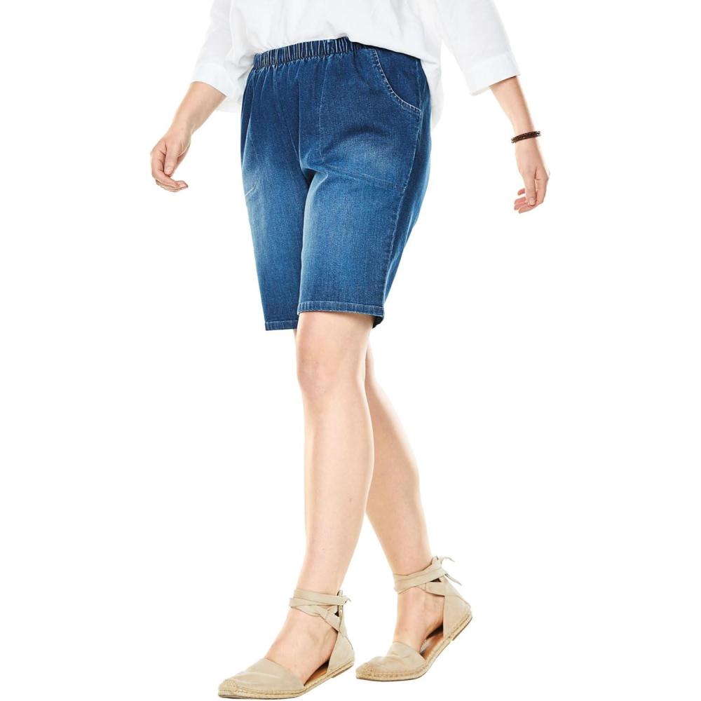 image:imageWoman Within Plus Size Fineline Denim ShortStonewash Sanded