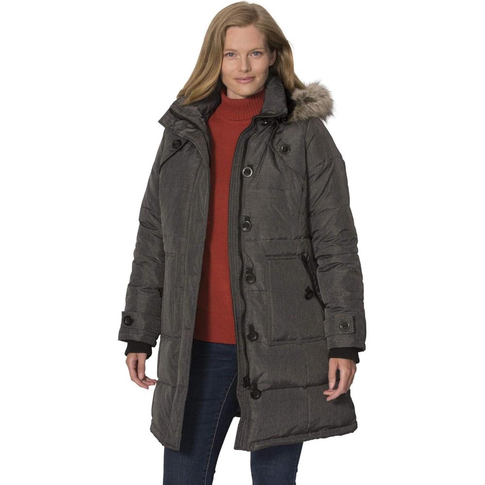 image:imageWoman Within Plus Size Heathered Down Puffer CoatHeather Charcoal