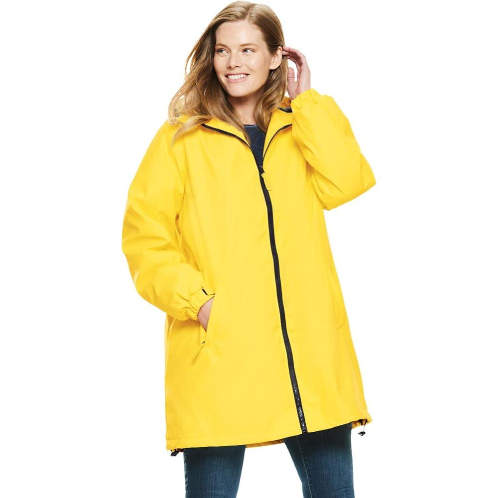 image:imageWoman Within Plus Size Hooded Slicker RaincoatPrimrose Yellow