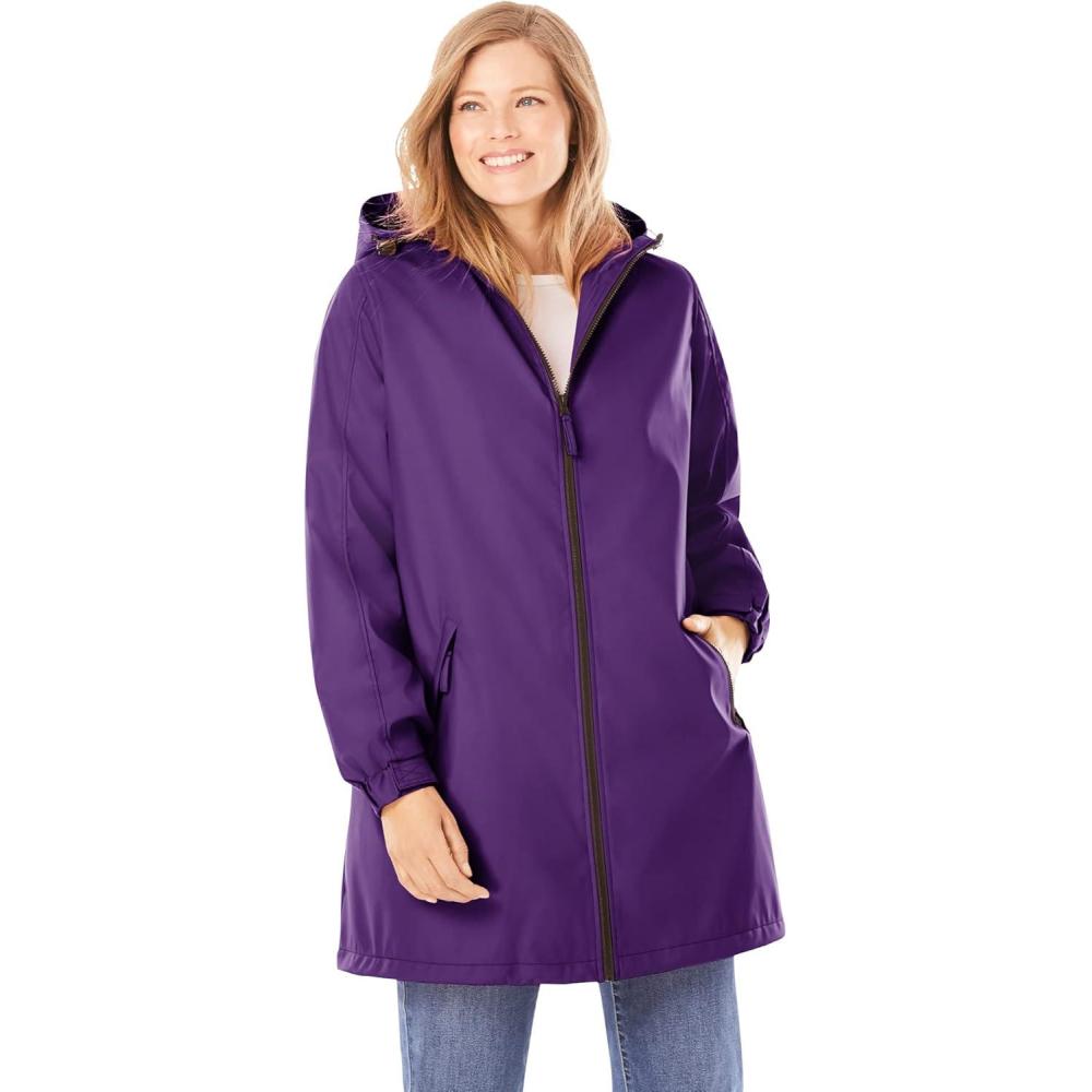 image:imageWoman Within Plus Size Hooded Slicker RaincoatRadiant Purple